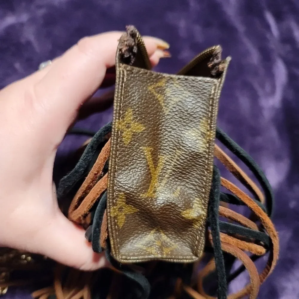 Louis Vuitton Boho Fringe Crossbody Bag Chain Strap Upcycled Auth - Picture 13 of 16